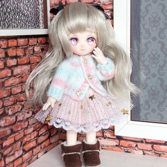 1/12ドールサイズ パステルカラーのふわふわカーディガン