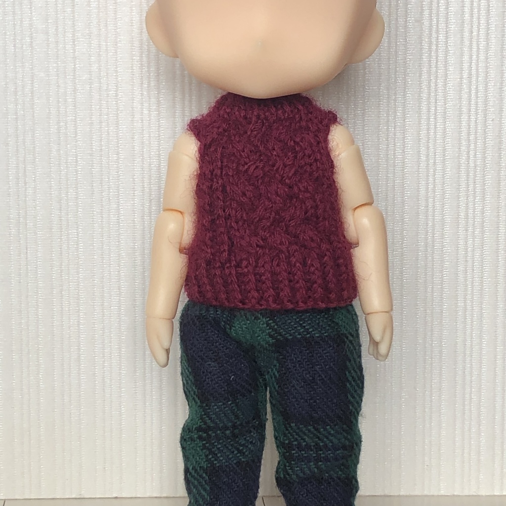 1/12ドールサイズ 重ね着用 バスケット模様のノースリーブセーター