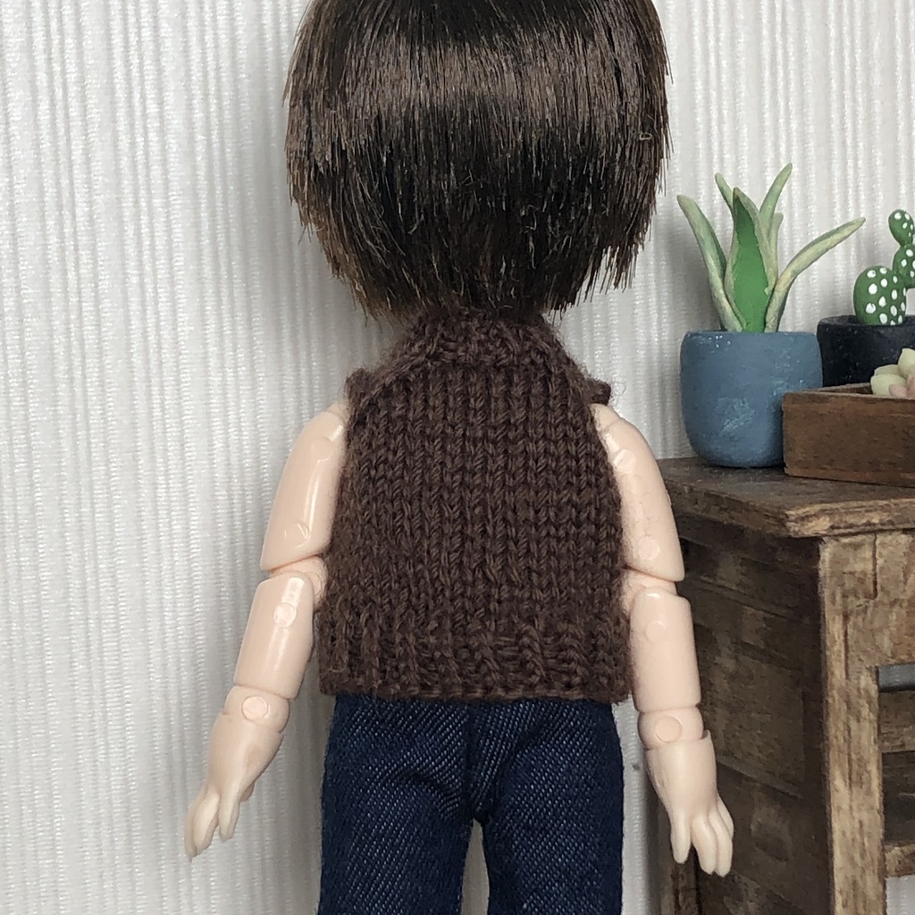 1/12ドールサイズ 重ね着用 バスケット模様のノースリーブセーター