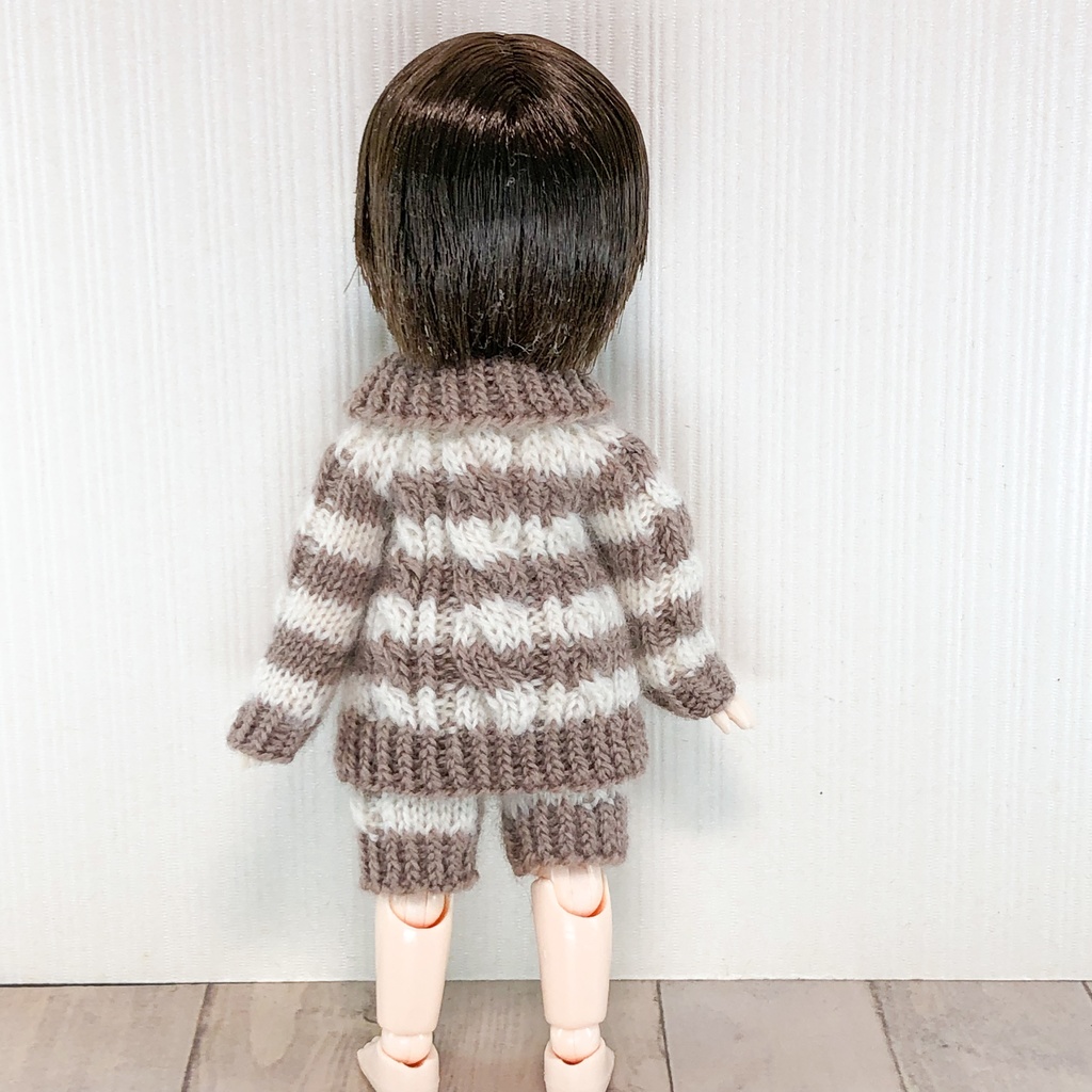 1/12ドールサイズ ボーダーロングカーディガン&ボトムスのルームウェアセット