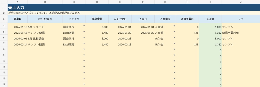 副業・ひとり事業向け 経営管理Excel|売上・経費・予算・資金繰りをまとめて管理