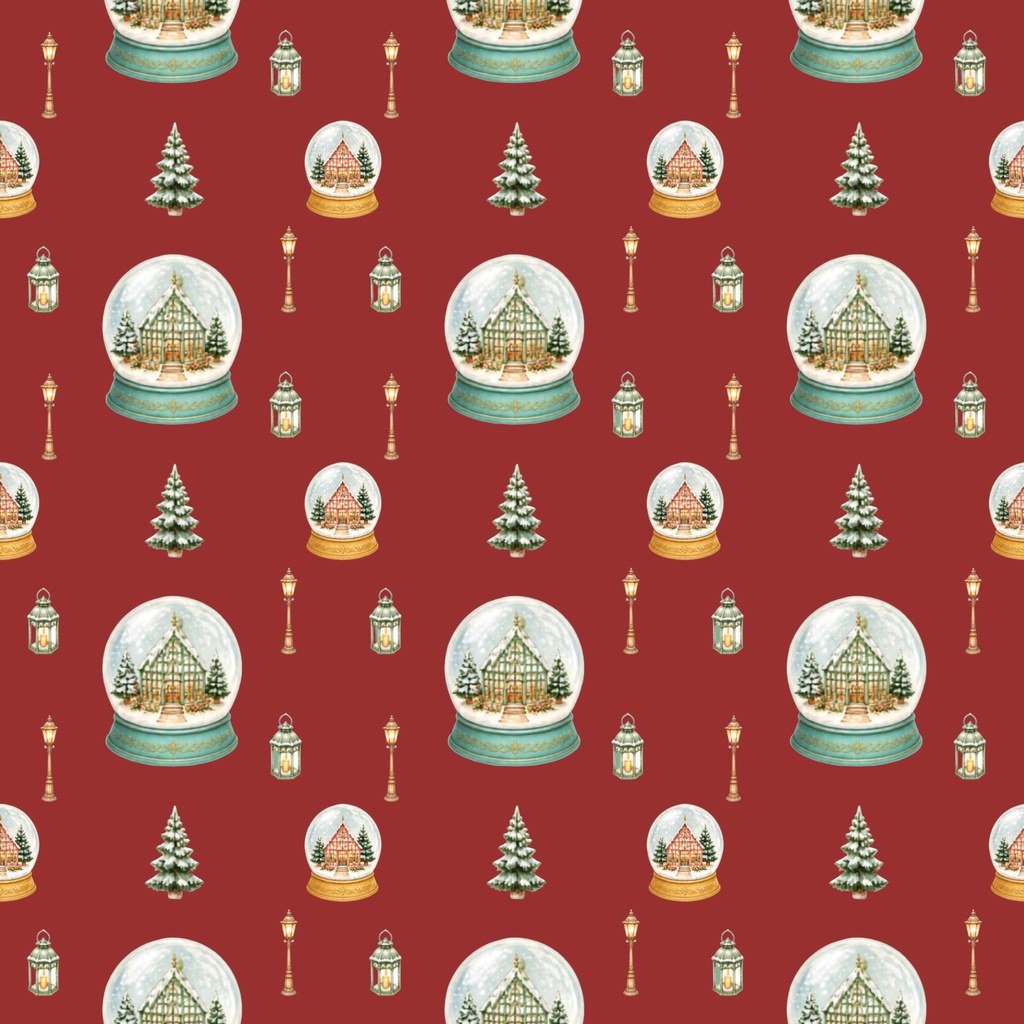 ヨーロッパの街並みスノードーム・デジタルペーパー/Snow Globe Digital Paper
