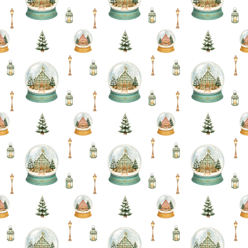 ヨーロッパの街並みスノードーム・デジタルペーパー/Snow Globe Digital Paper