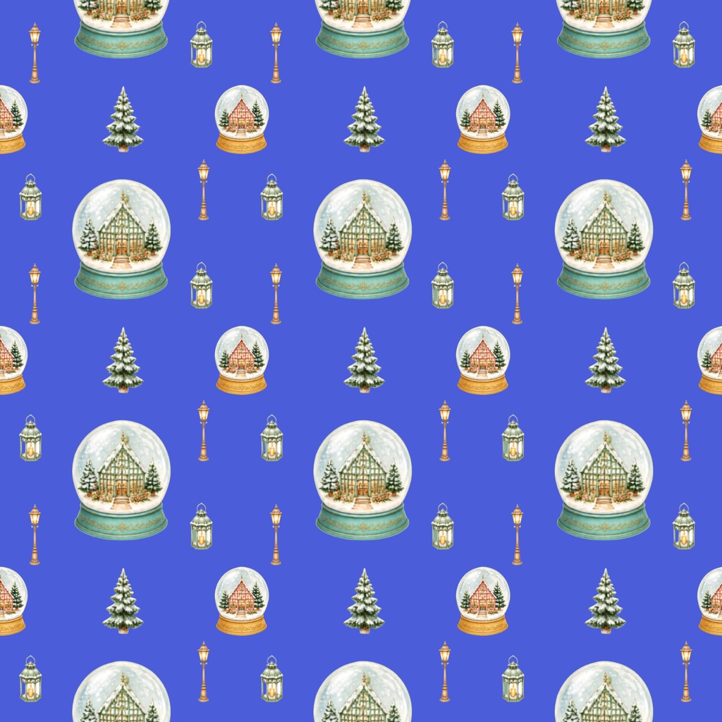 ヨーロッパの街並みスノードーム・デジタルペーパー/Snow Globe Digital Paper