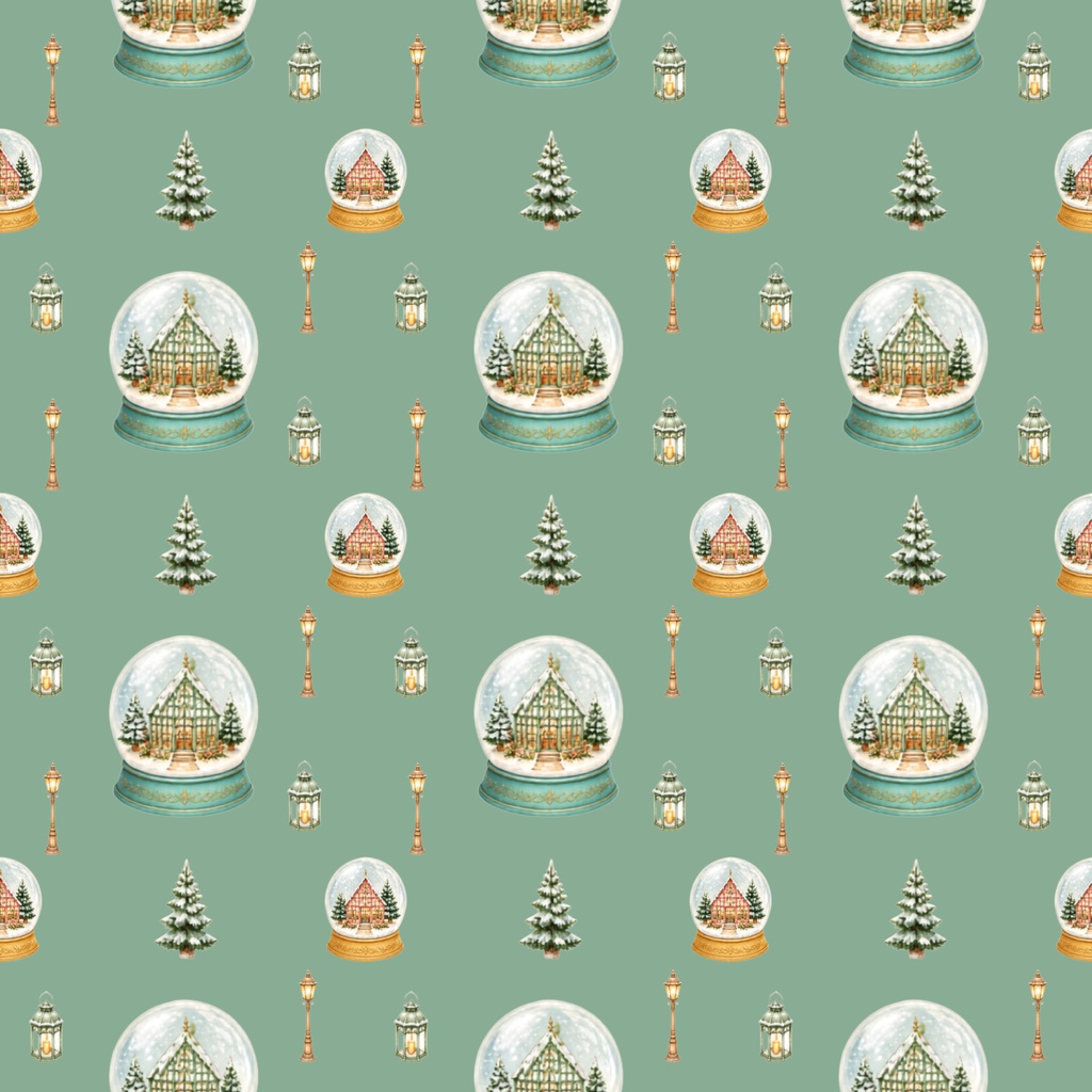 ヨーロッパの街並みスノードーム・デジタルペーパー/Snow Globe Digital Paper