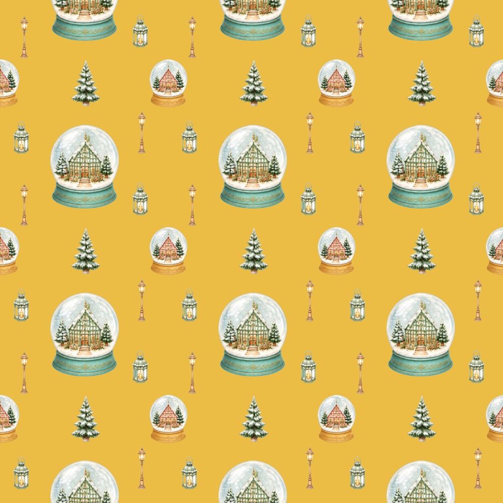 ヨーロッパの街並みスノードーム・デジタルペーパー/Snow Globe Digital Paper