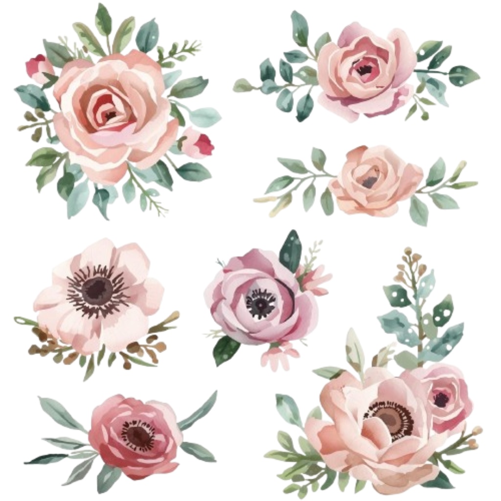 ✨輝くクリスマス・ボタニカル水彩クリップアート集 - 淡彩&華麗スタイル 13点(PNG透過) ✨