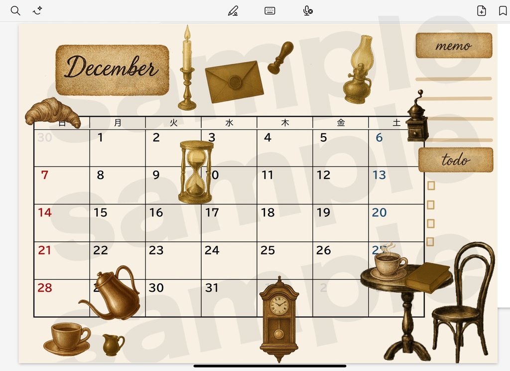 アンティークカフェ・デジタルステッカーセット(39枚)