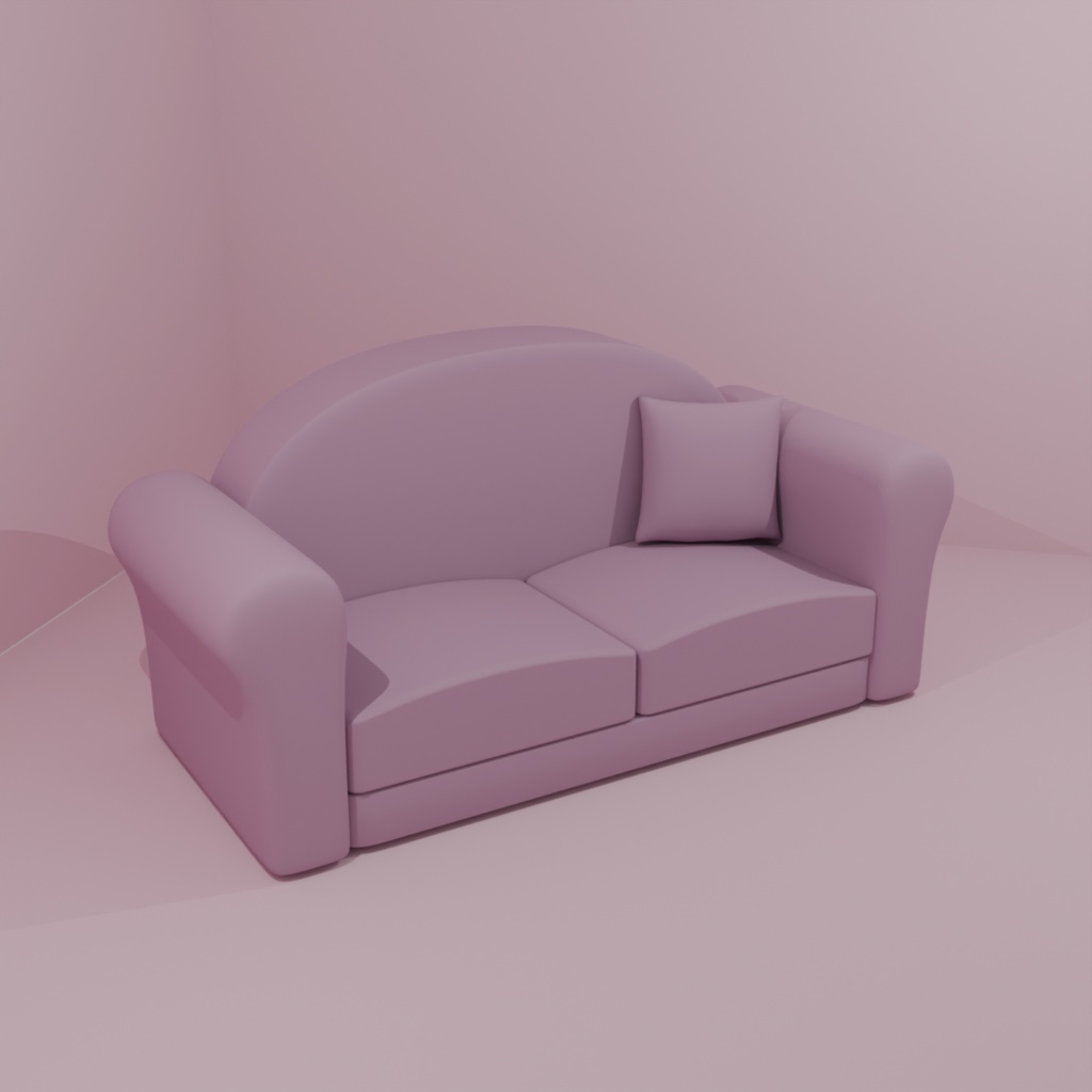 【3Dモデル】ピンクソファ