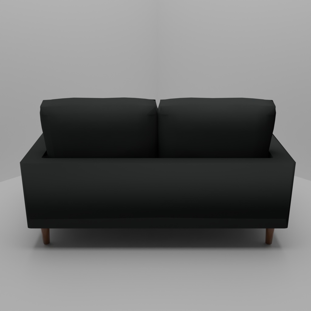 【3Dモデル】ブラックソファ&クッション