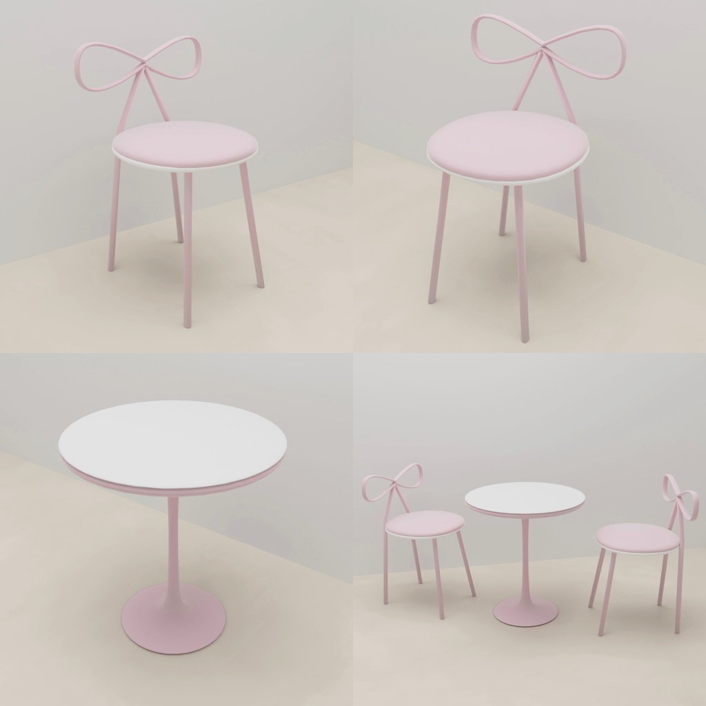 【3Dモデル】リボンチェア&テーブル