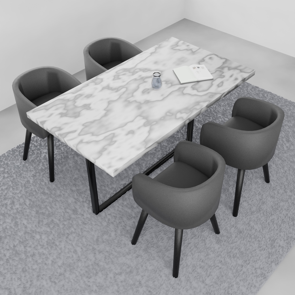 【3Dモデル】大理石テーブル&椅子⌇ marble table&chair