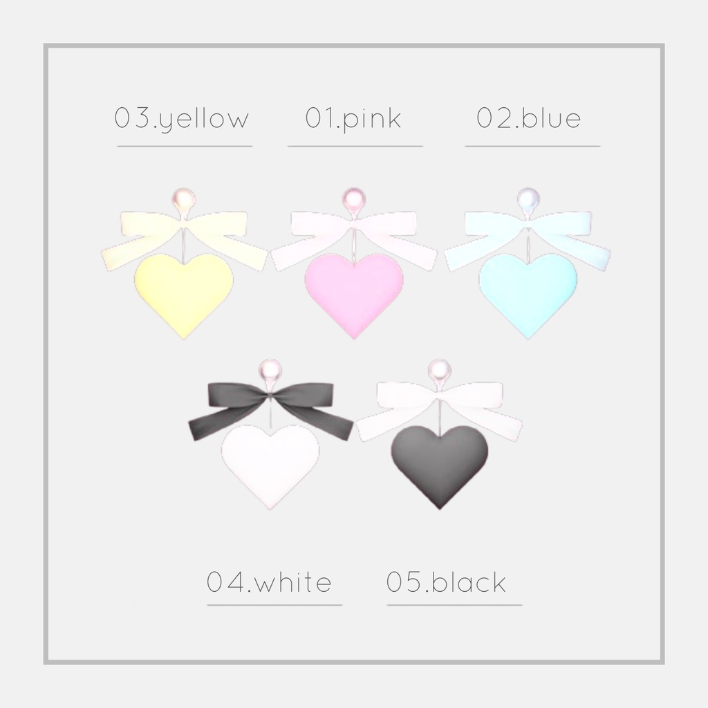 【3Dモデル】リボンハートピアス ¦ Ribbon Heart earring
