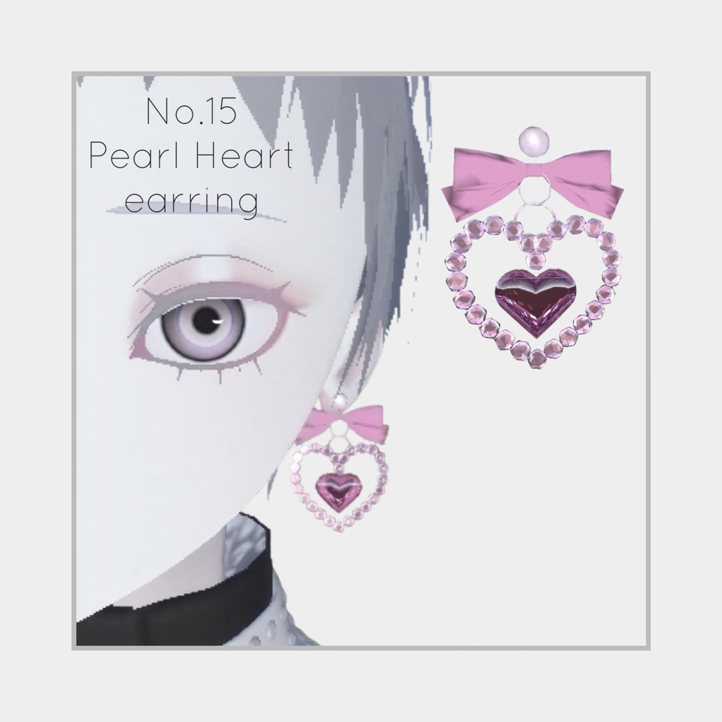 【3Dモデル】ハートリボンピアス¦Heart Ribbon earring