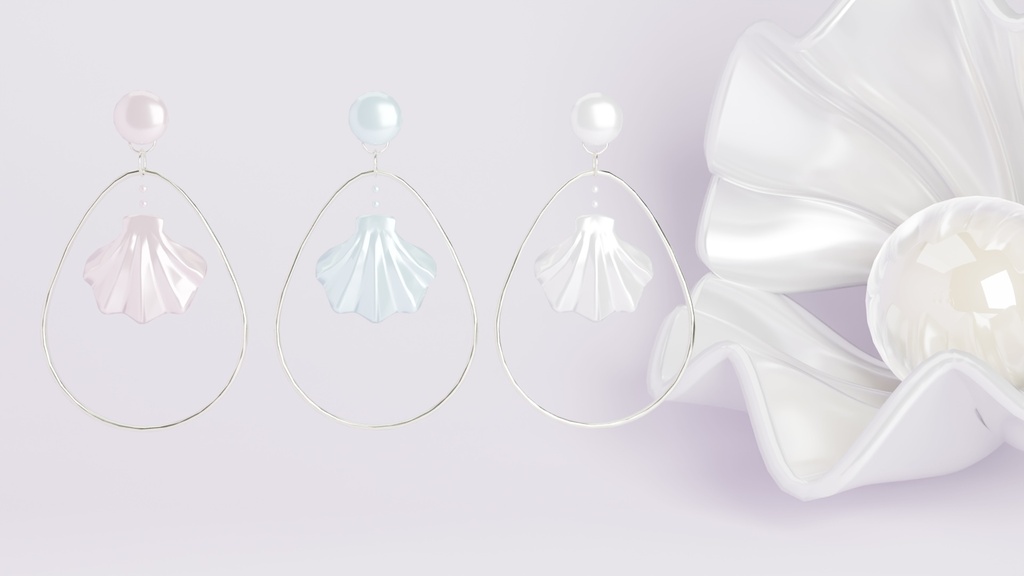 【3Dモデル】貝殻ピアス🐚¦shell earring🐚