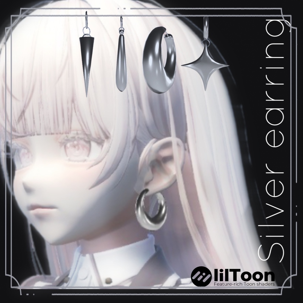 【3Dモデル】シンプルピアスvol.2¦simple&Silver earring