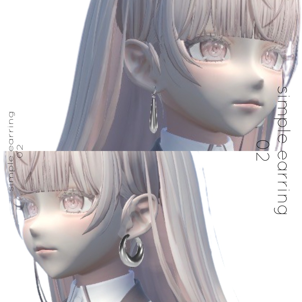 【3Dモデル】シンプルピアスvol.2¦simple&Silver earring