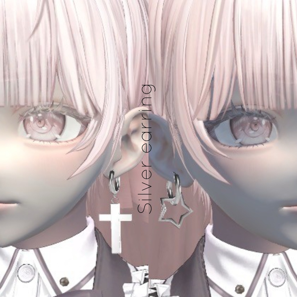 【3Dモデル】シンプルシルバーピアスvol.3¦simple Silver earring vol.3