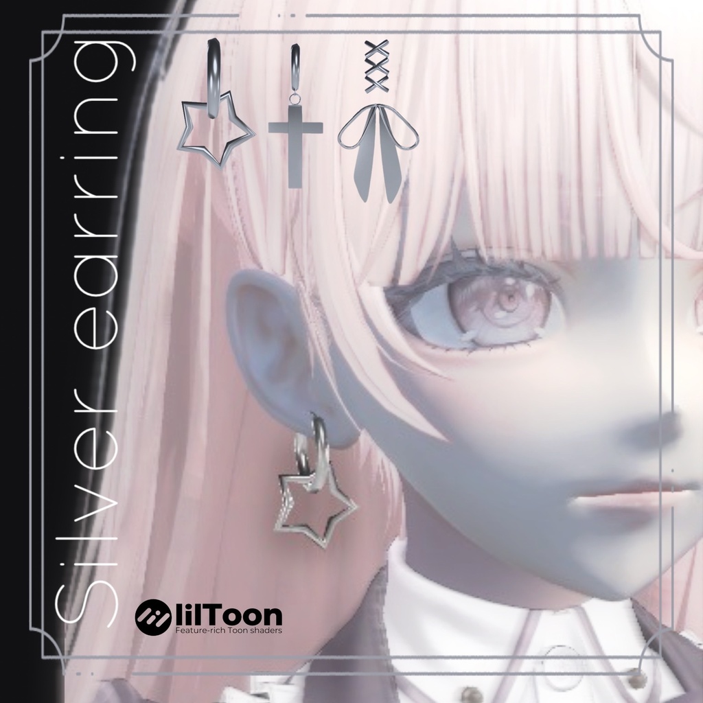 【3Dモデル】シンプルシルバーピアスvol.3￤simple Silver earring vol.3