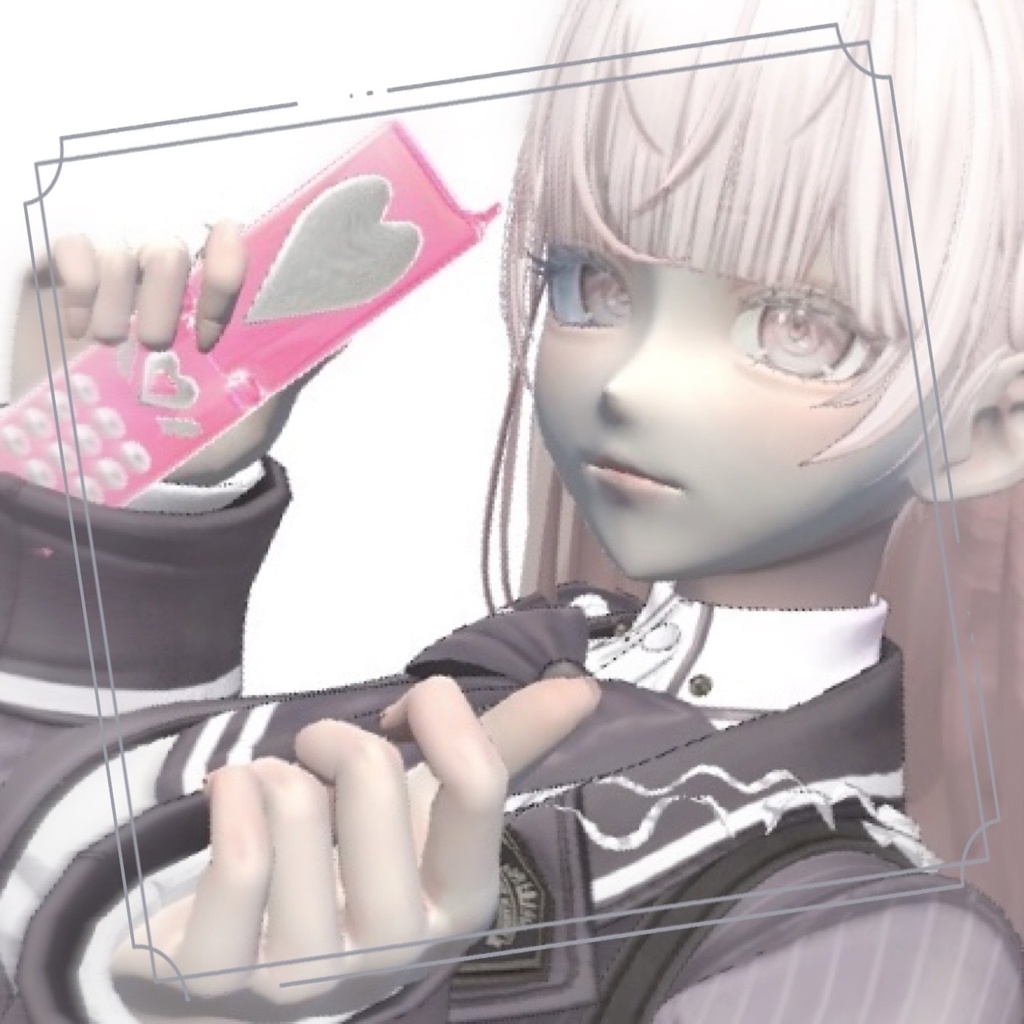 【3Dモデル】ハートガラケー&ピアス¦Heart flip phone&earring