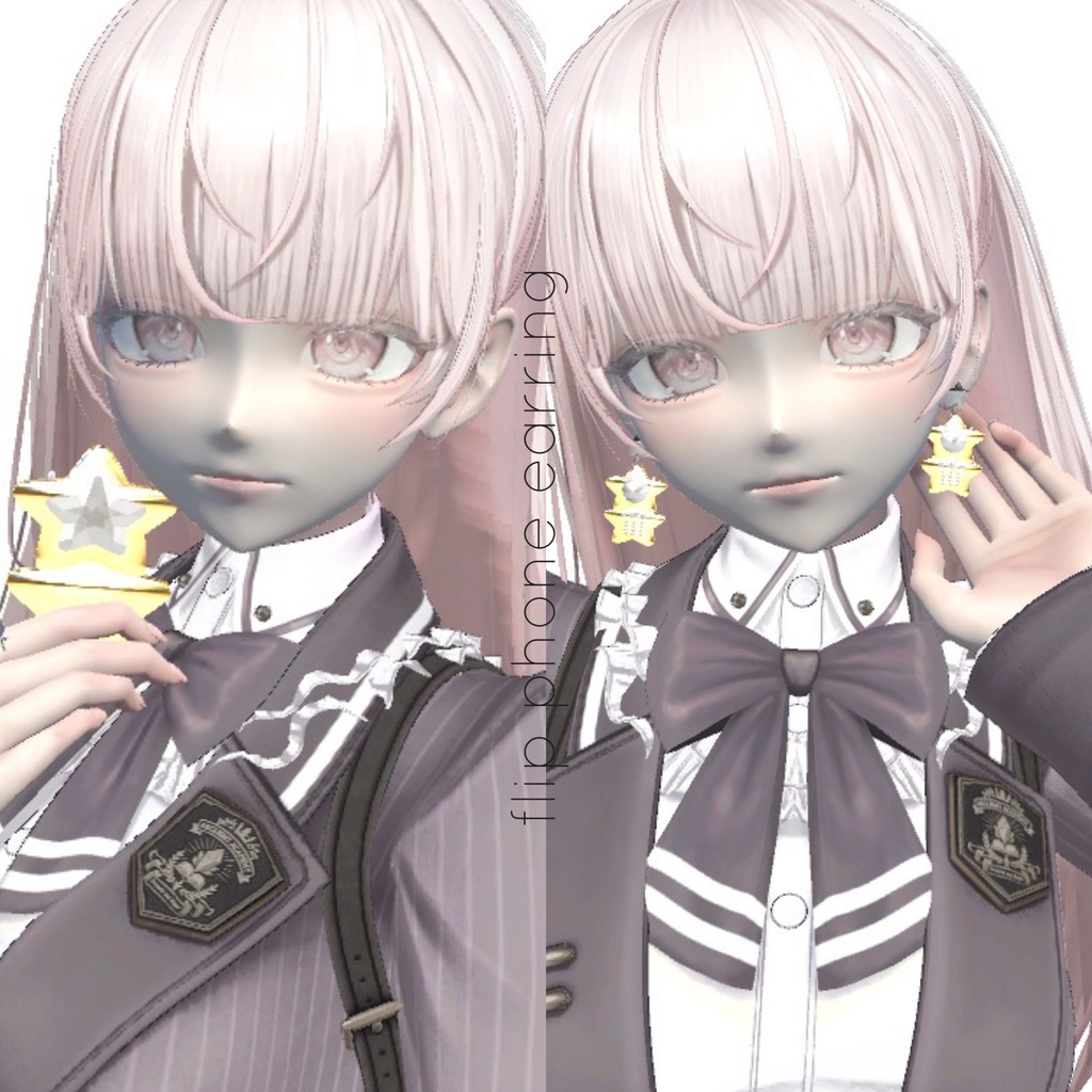 【3Dモデル】ほしのガラケー&ピアス¦star flip phone & earring