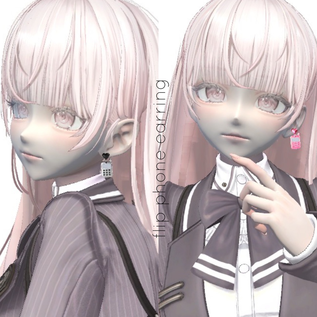 【3Dモデル】ミニガラケーピアス¦flip phone earring