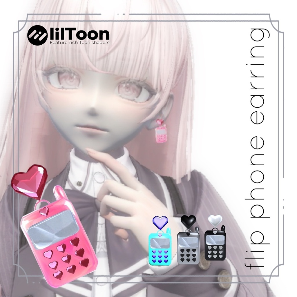 【3Dモデル】ミニガラケーピアス¦flip phone earring