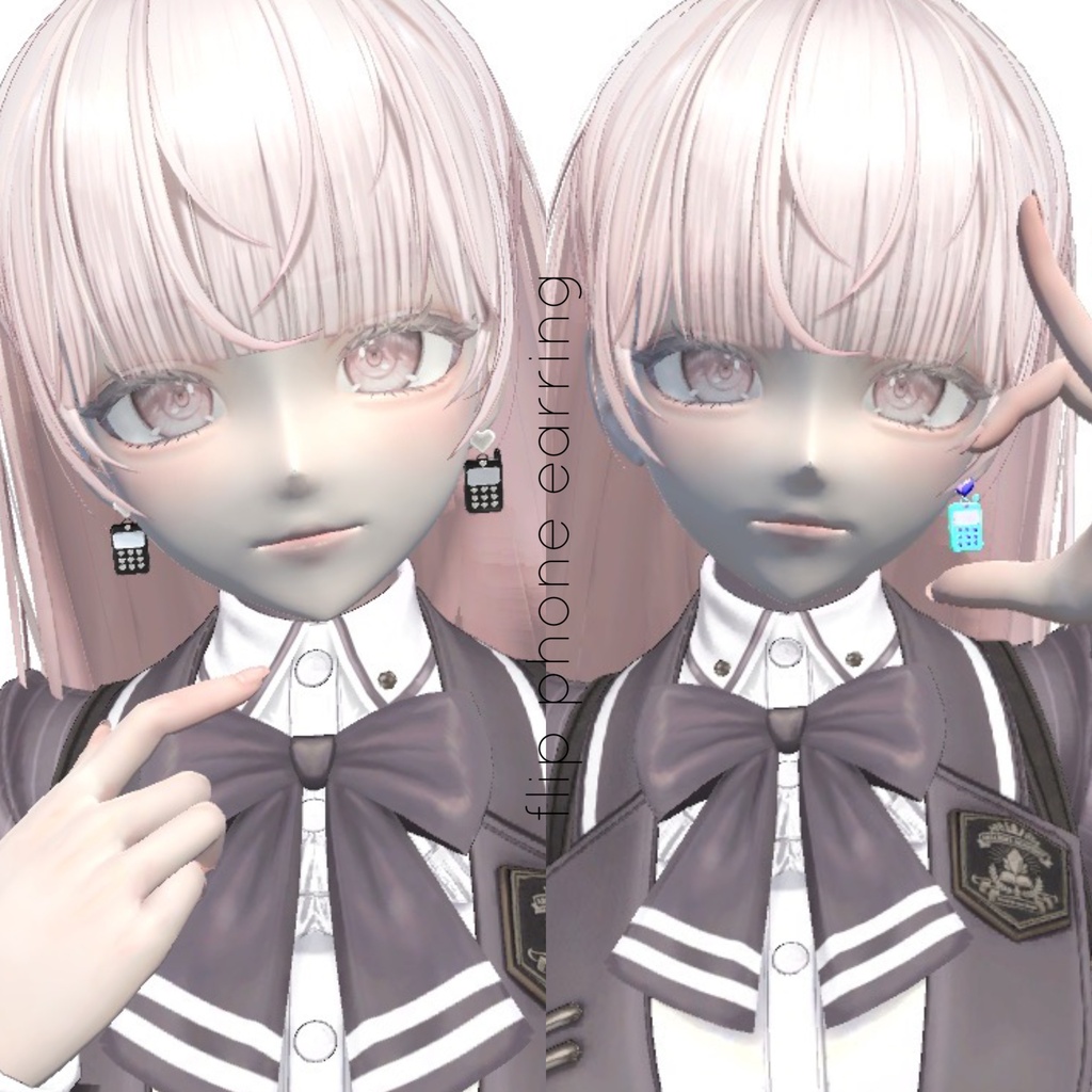 【3Dモデル】ミニガラケーピアス¦flip phone earring