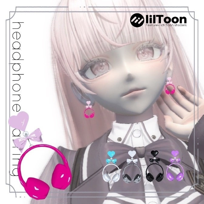 【3Dモデル】ヘッドホンピアス￤headphone earring