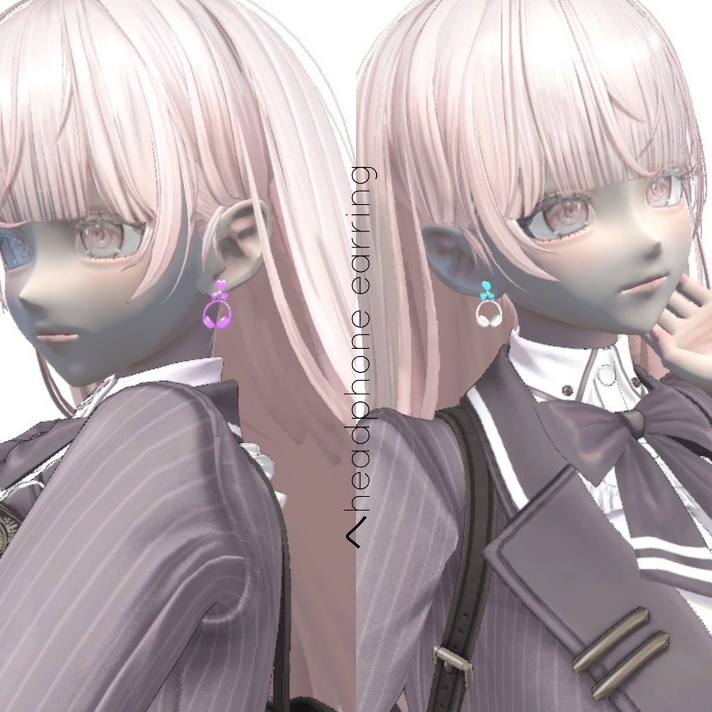 【3Dモデル】ヘッドホンピアス¦headphone earring