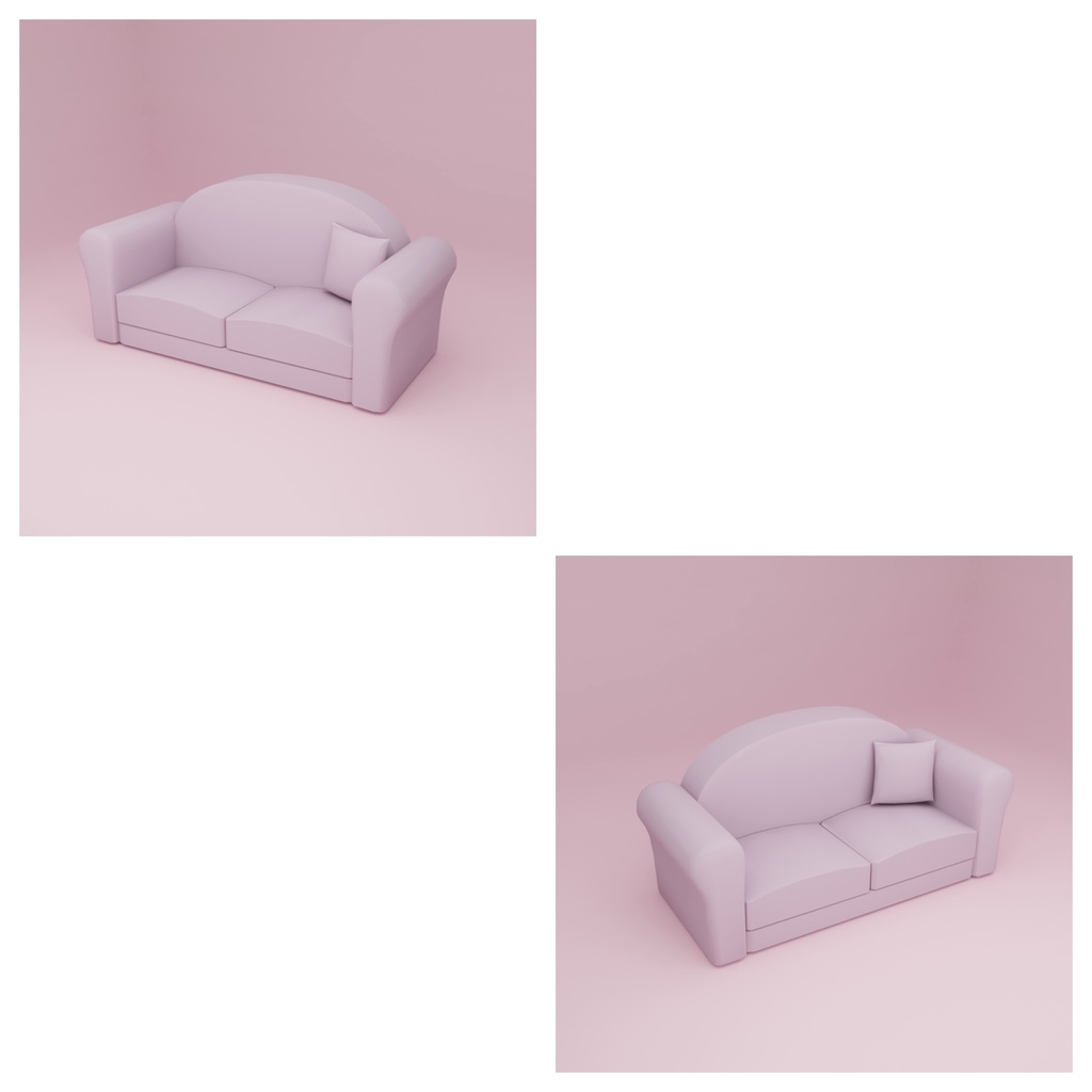 【3Dモデル】ピンク・ブルー・ホワイトソファ¦pink・blue・white sofa