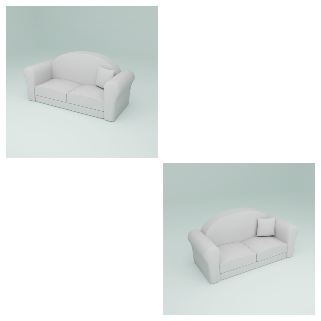 【3Dモデル】ピンク・ブルー・ホワイトソファ¦pink・blue・white sofa