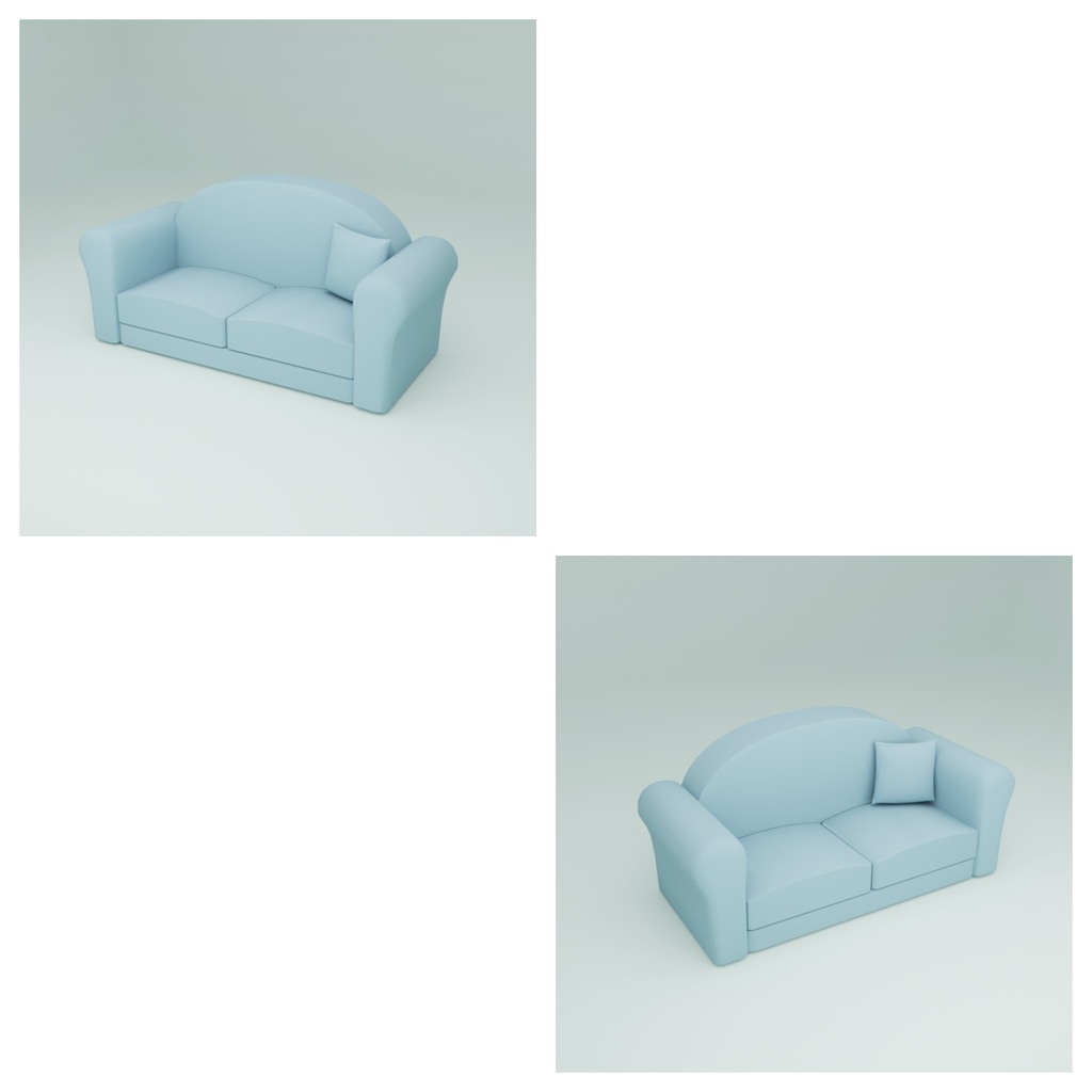 【3Dモデル】ピンク・ブルー・ホワイトソファ¦pink・blue・white sofa