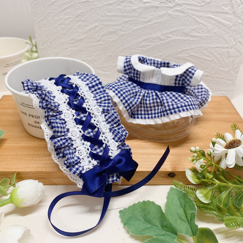 ワッフル ヘッドドレス付きワンピース