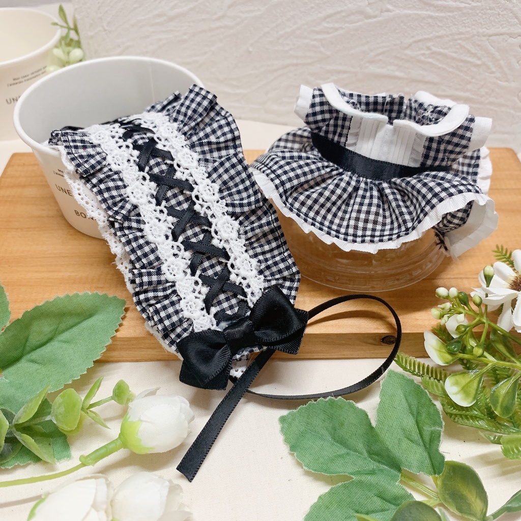 ワッフル ヘッドドレス付きワンピース