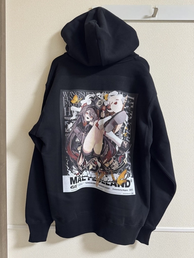 胡桃 デザインダブルジップパーカー BLACK