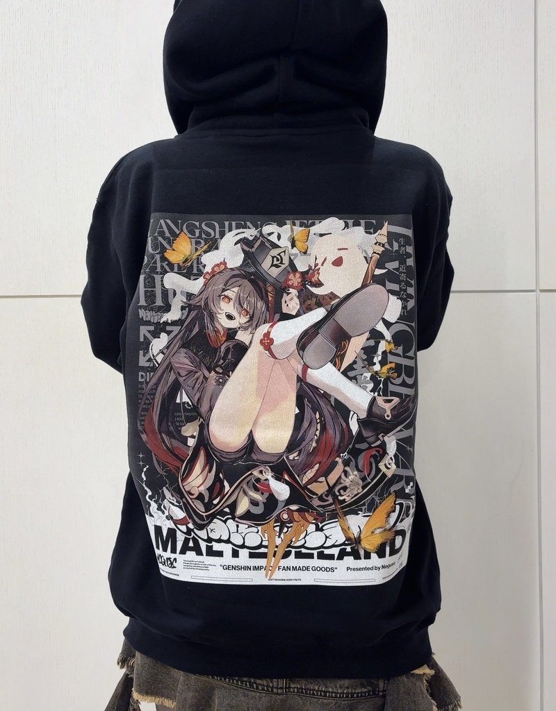 胡桃 デザインダブルジップパーカー BLACK