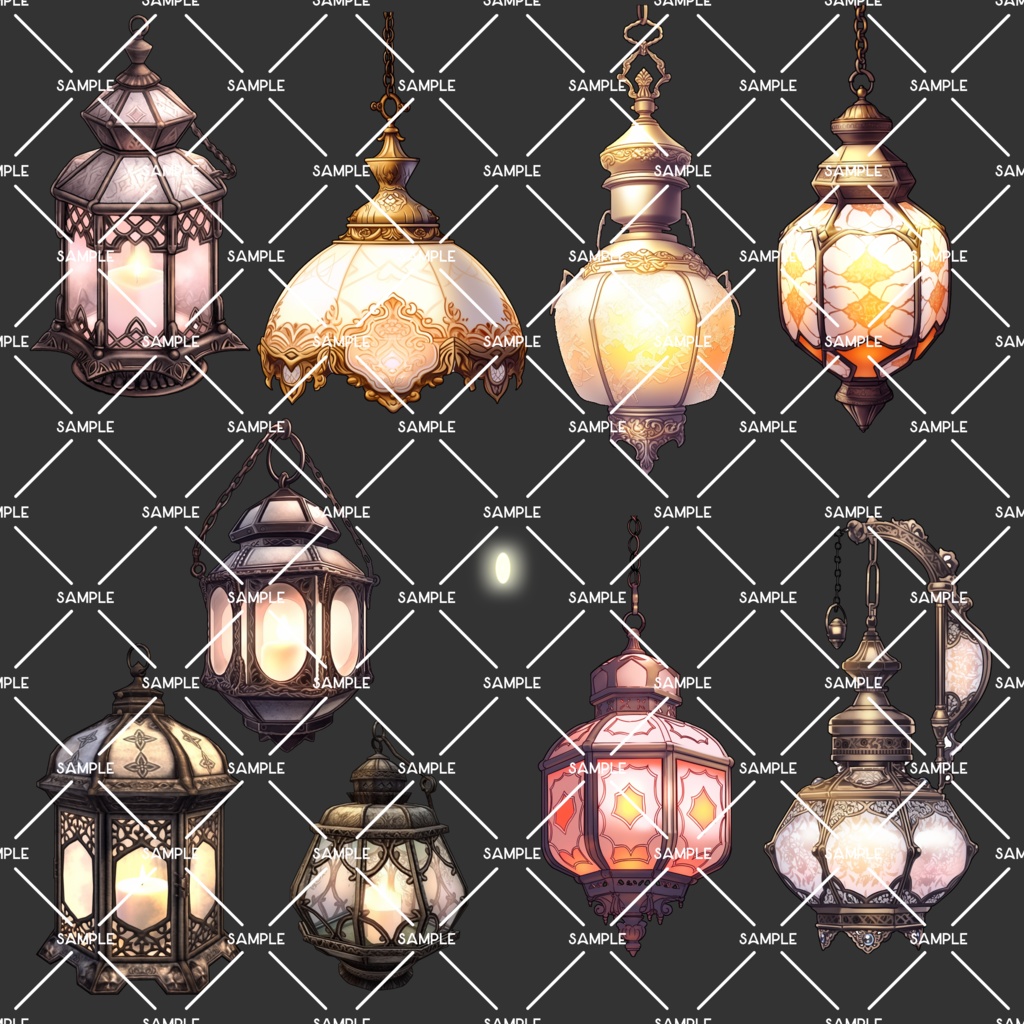 【画像素材+おまけAPNG】吊り下げ型ランプ+光源 hanging lamp