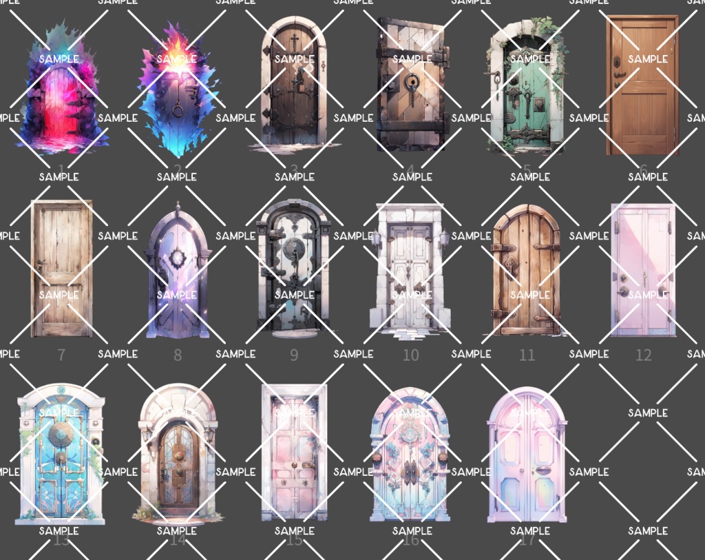 【画像素材】扉、ドア素材17種類セット Door