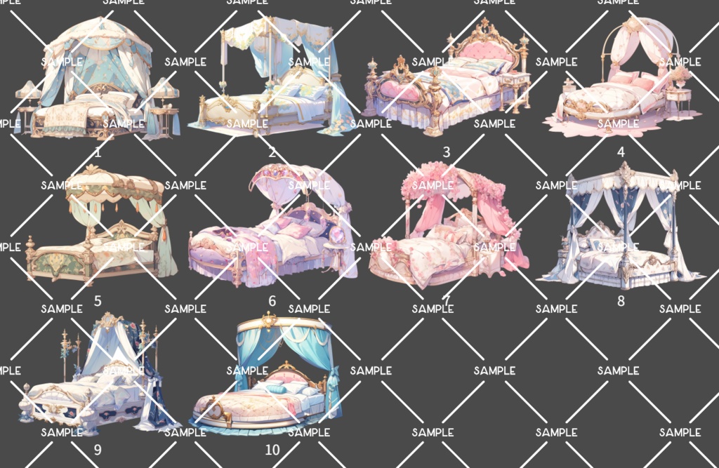 【画像素材】ベッド素材10種類2パターン-bed-