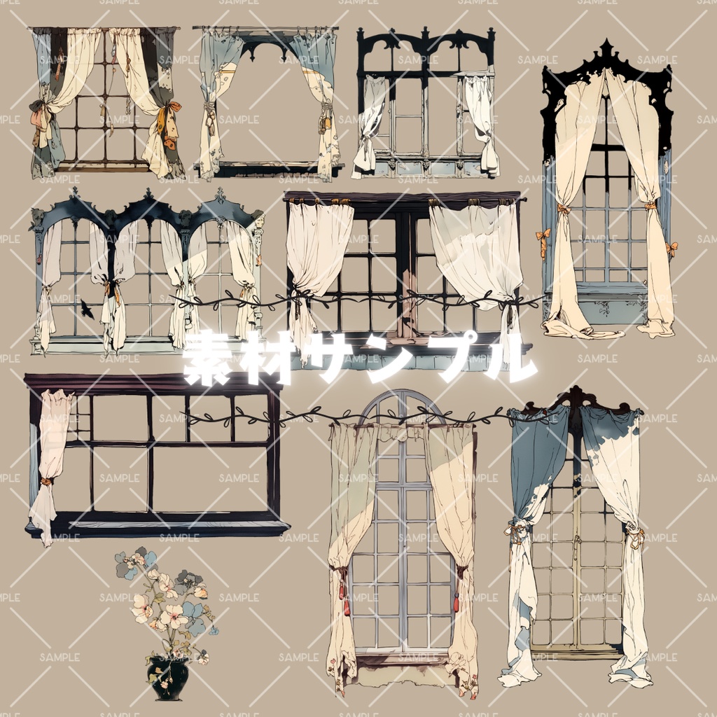 【画像素材】窓枠フレーム window frame