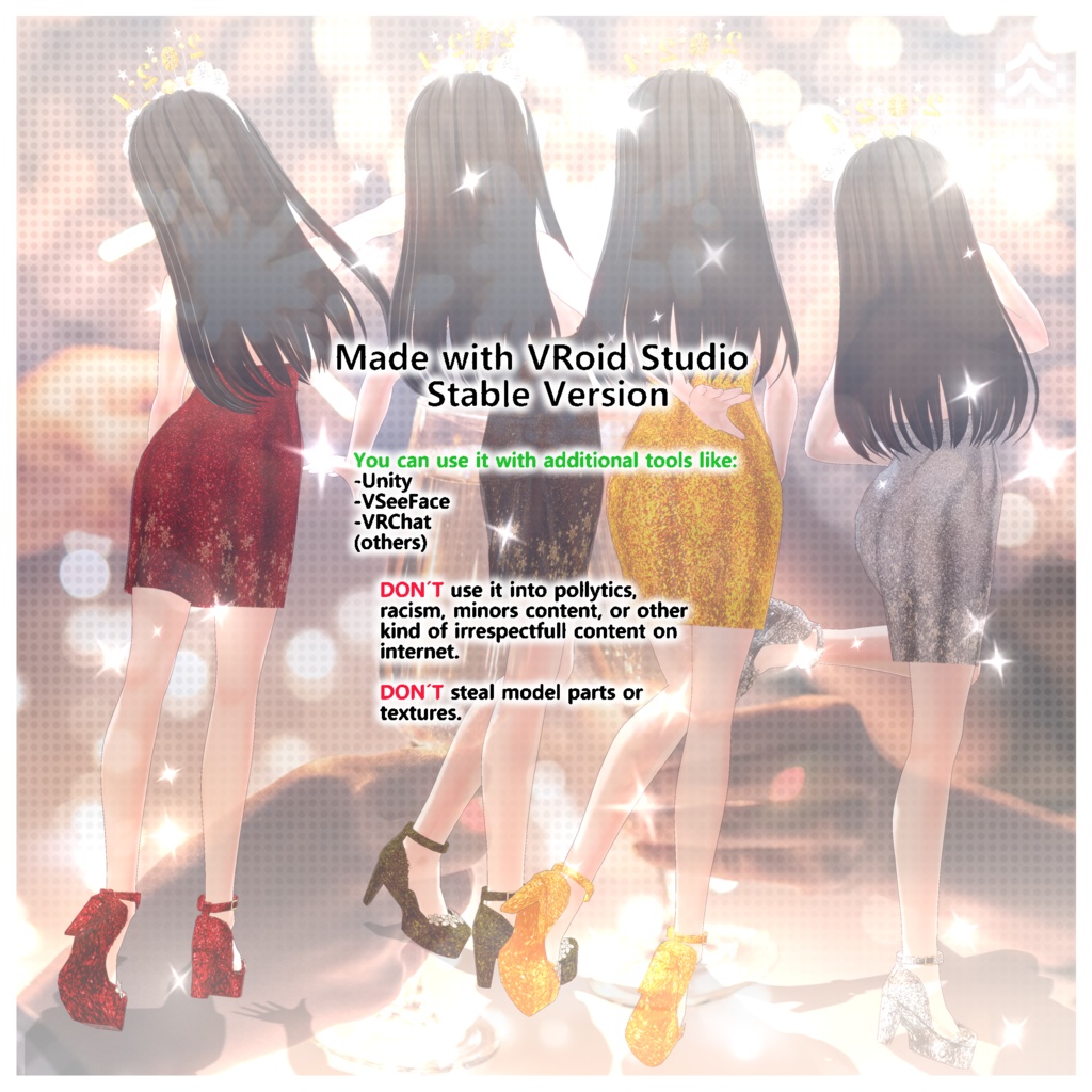 Dress New Year 2024 新年2024のドレス【VRoid】Custom Item カスタムアイテム