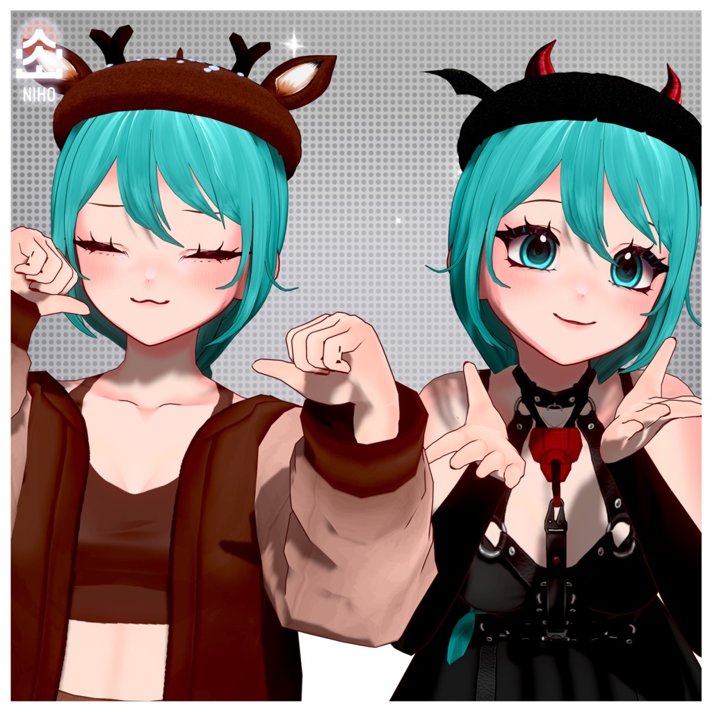 Bat and Deer Beret コウモリとシカのベレー【VRoid】Custom Item カスタムアイテム
