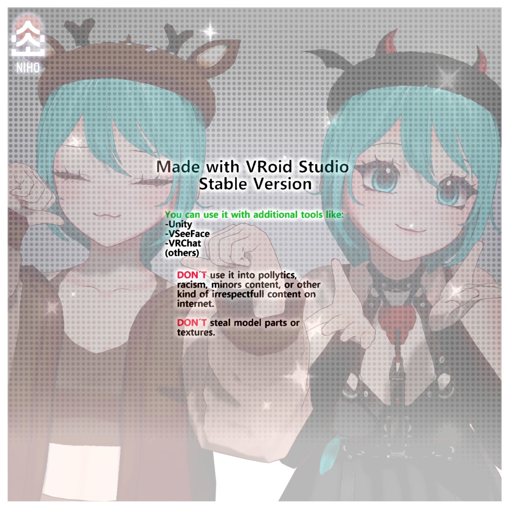 Bat and Deer Beret コウモリとシカのベレー【VRoid】Custom Item カスタムアイテム