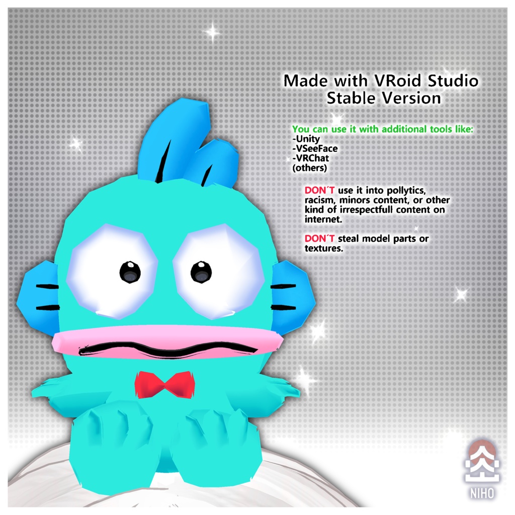 3D Hangyodon ハンギョドン Plush Head Accessory ぬいぐるみヘッドアクセサリー【VRoid】Custom Item カスタムアイテム