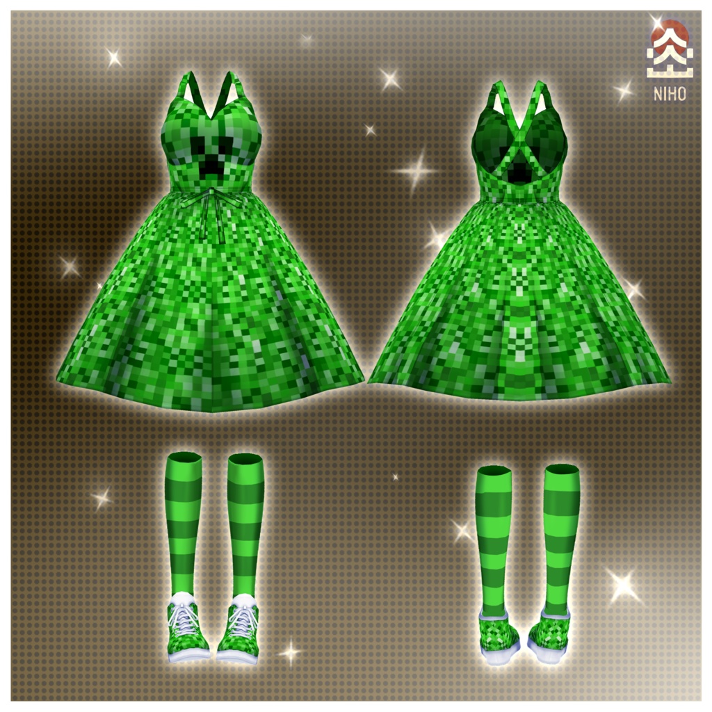 Creeper Outfit クリーパーの衣装【VRoid】Custom Item カスタムアイテム Minecraftマインクラフト