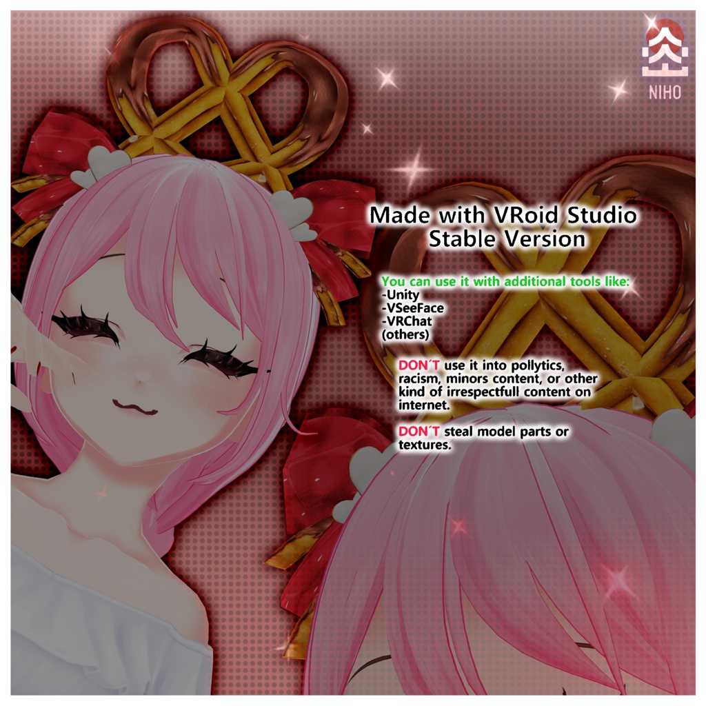 ❤Pretzel Love Hair Preset Accesory❤プレッツェルラブヘアプリセットアクセサリー【VRoid】Custom Item カスタムアイテム