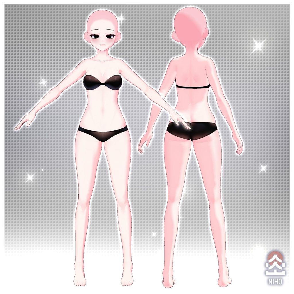 Gothic Female Body Base ゴシック系の女性ボディベース 【.VRoid File】