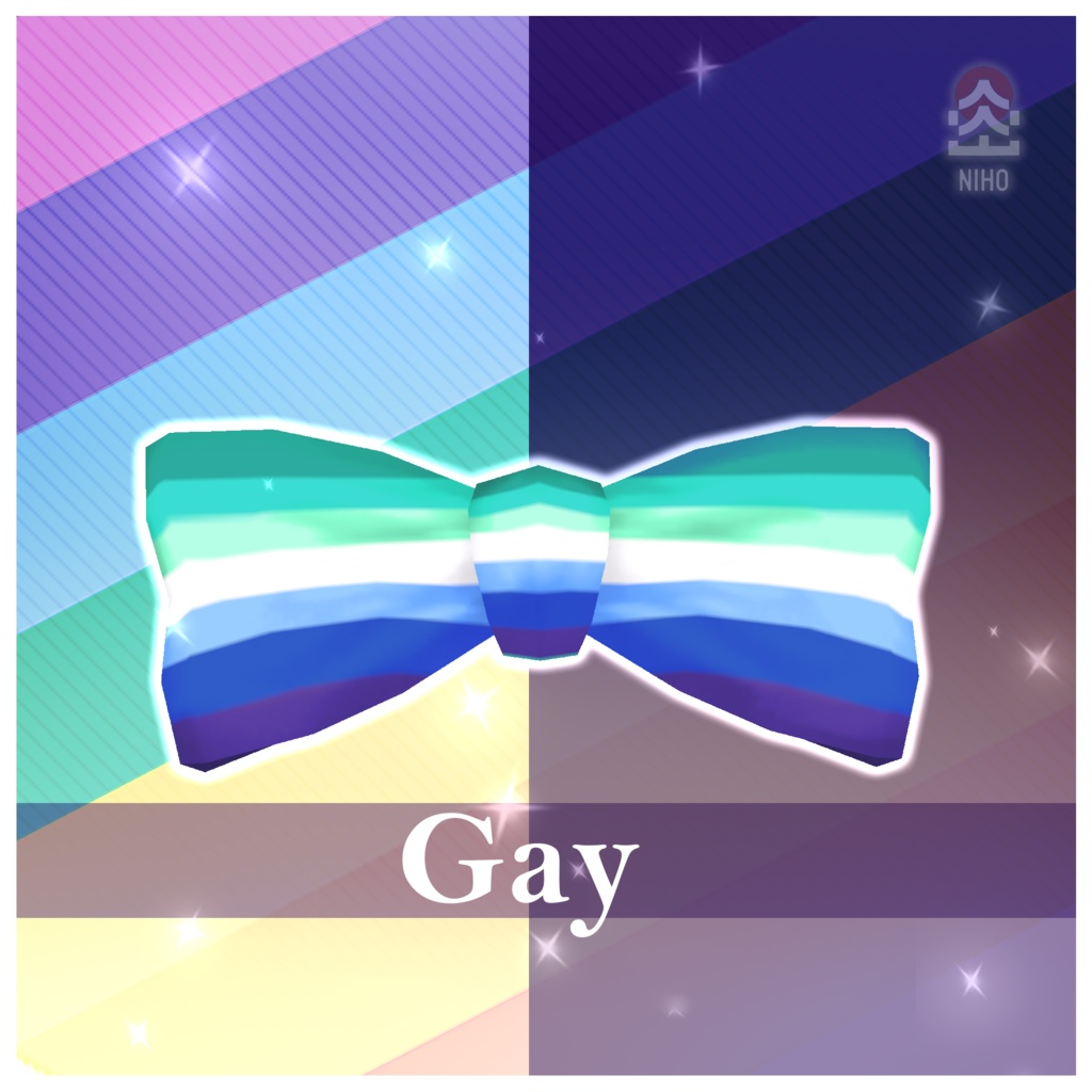 Pride Flag Bow Tie プライドフラッグ蝶ネクタイ【VRoid】Texture 12 variations