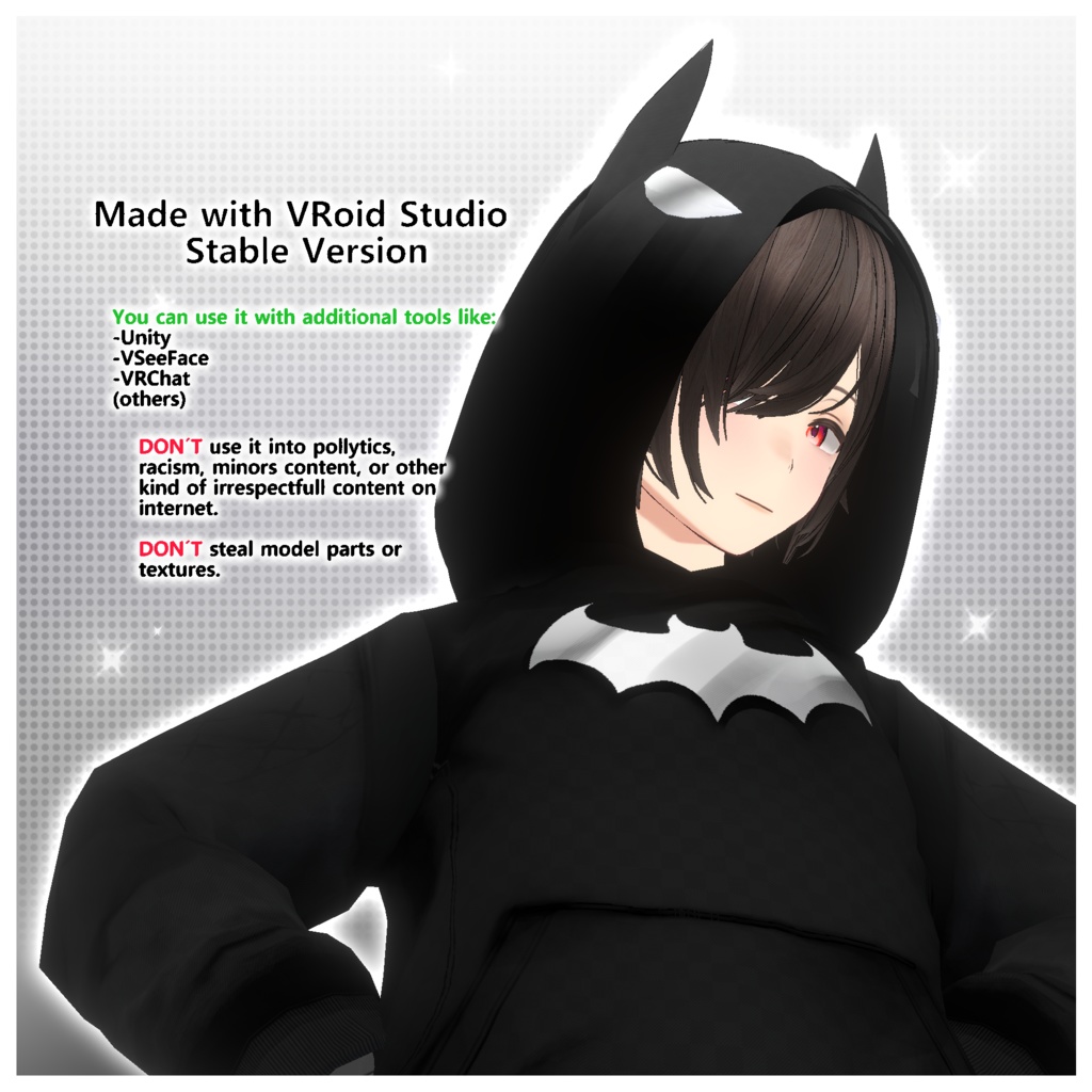 Batman Hoodie バットマンのパーカー【VRoid】Custom Item カスタムアイテム